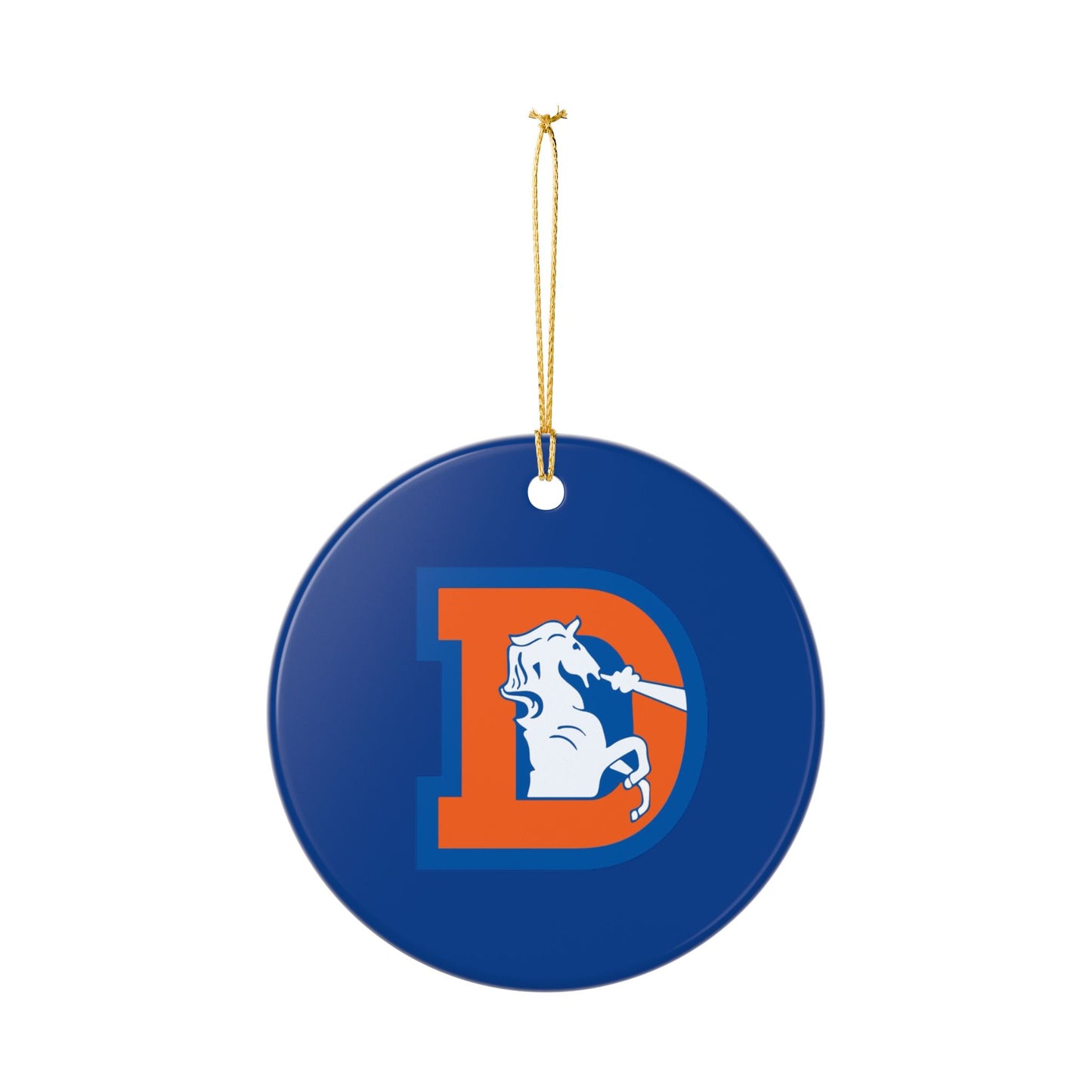 Ceramic Ornaments, Navy Denver broncos design, Holiday Christmas Decor, Oval Baubles, Football Fans Gift, Sports Team Souvenir, Double