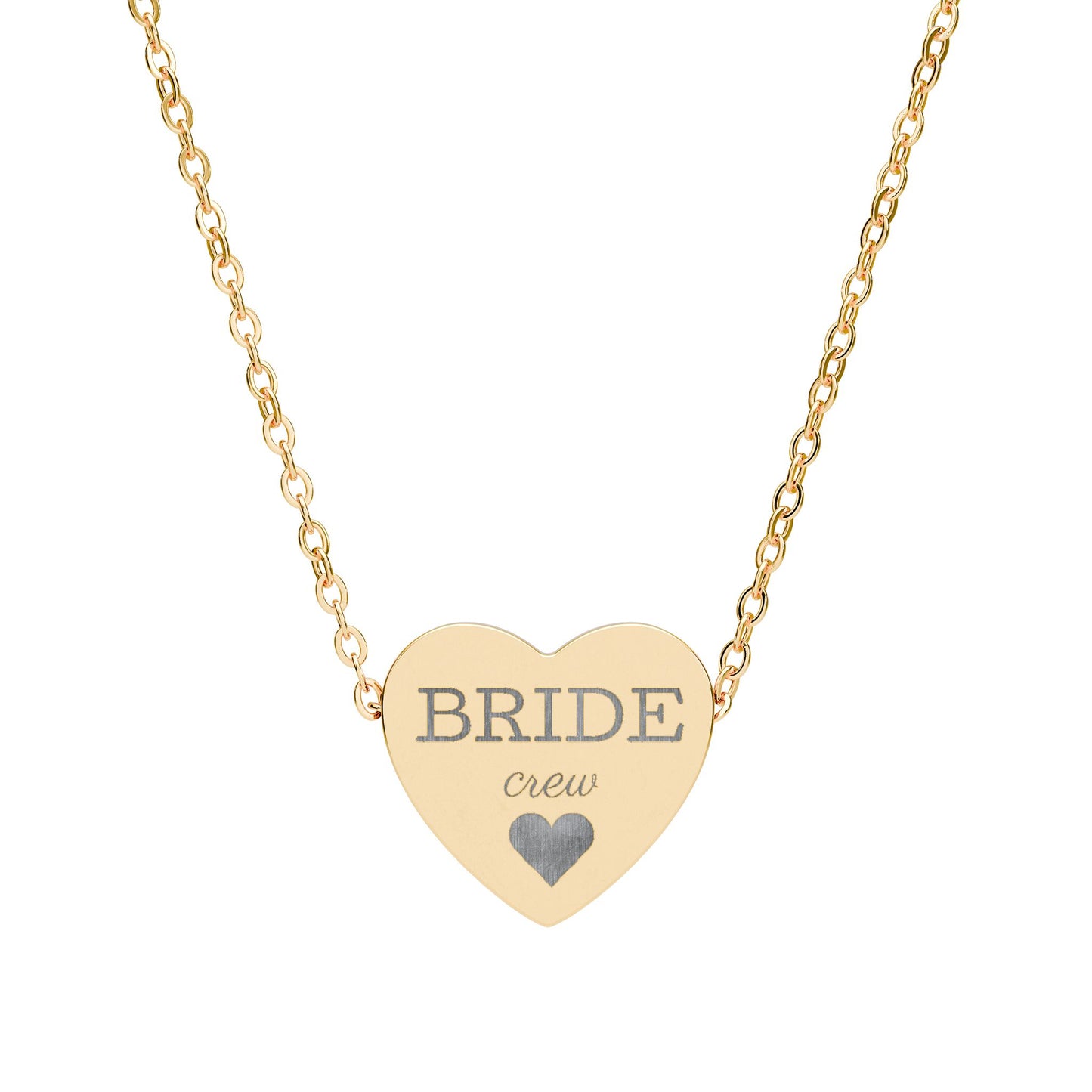 Bride Crew Heart Necklace, Engraved