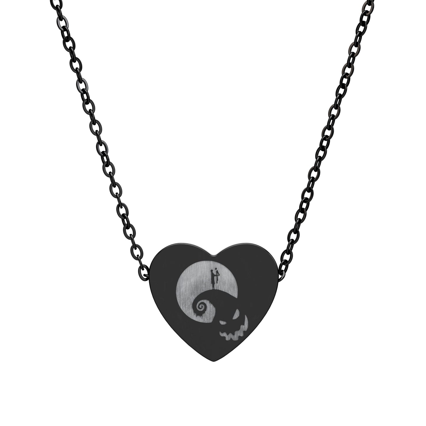 Jack and Sally Heart Necklace | Engraved Heart Necklace