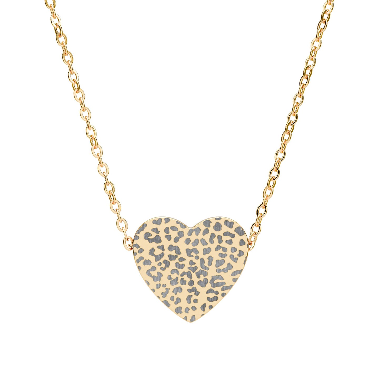 Cheetah Print Heart Necklace engraving | Personalized Heart Necklace