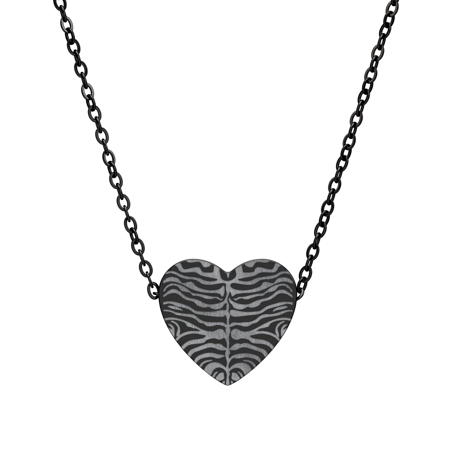 Zebra Print Heart Necklace Engraving | Heart Necklace