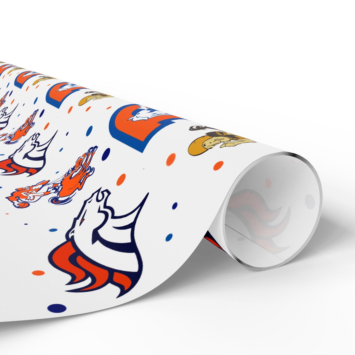Denver Broncos logo evolution wrapping paper