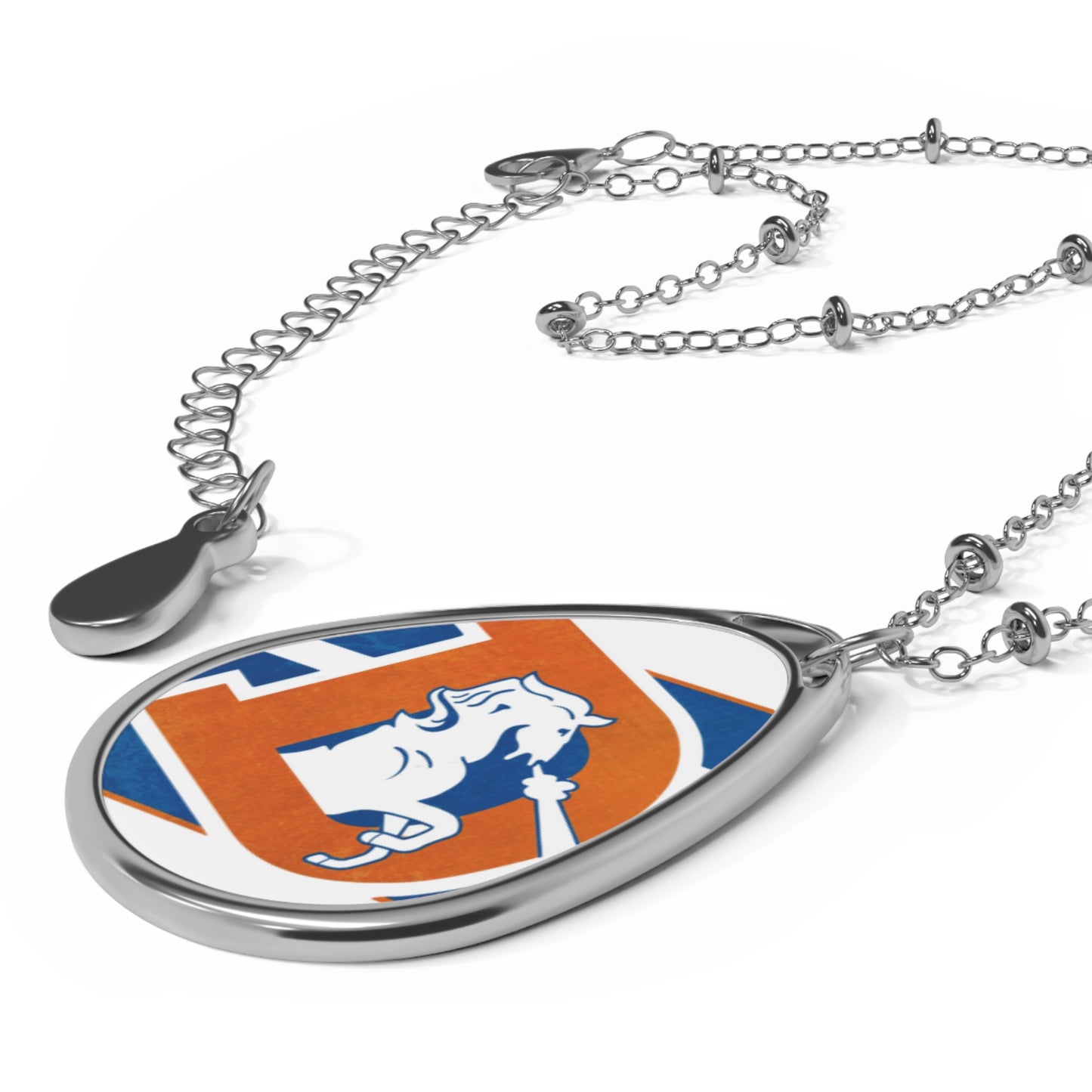 Retro Denver Broncos Pendant Oval Necklace | Vintage Football Team Jewelry